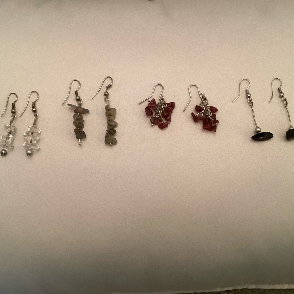 Elegant Multi-Color Stone Drop Earrings Set